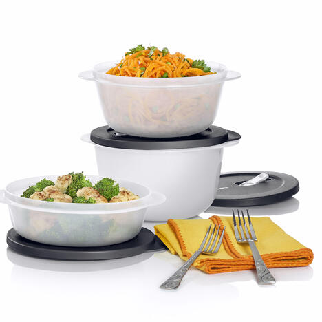 Tupperware Juego de 3 Store, Serve & Go Bowls Contenedores Store, Serve & Go (3)